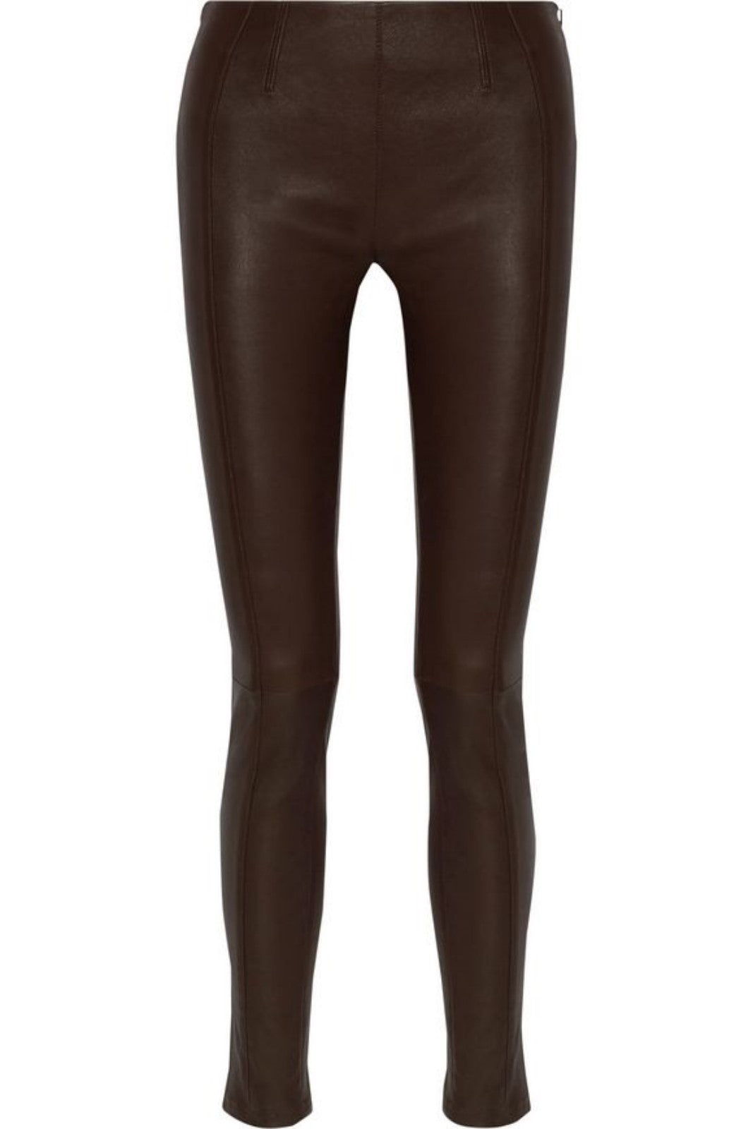 Koza Leathers Women's Real Lambskin Leather Skinny Pant WP091 displayed on a mannequin, showcasing its sleek design and high-quality lambskin leather.