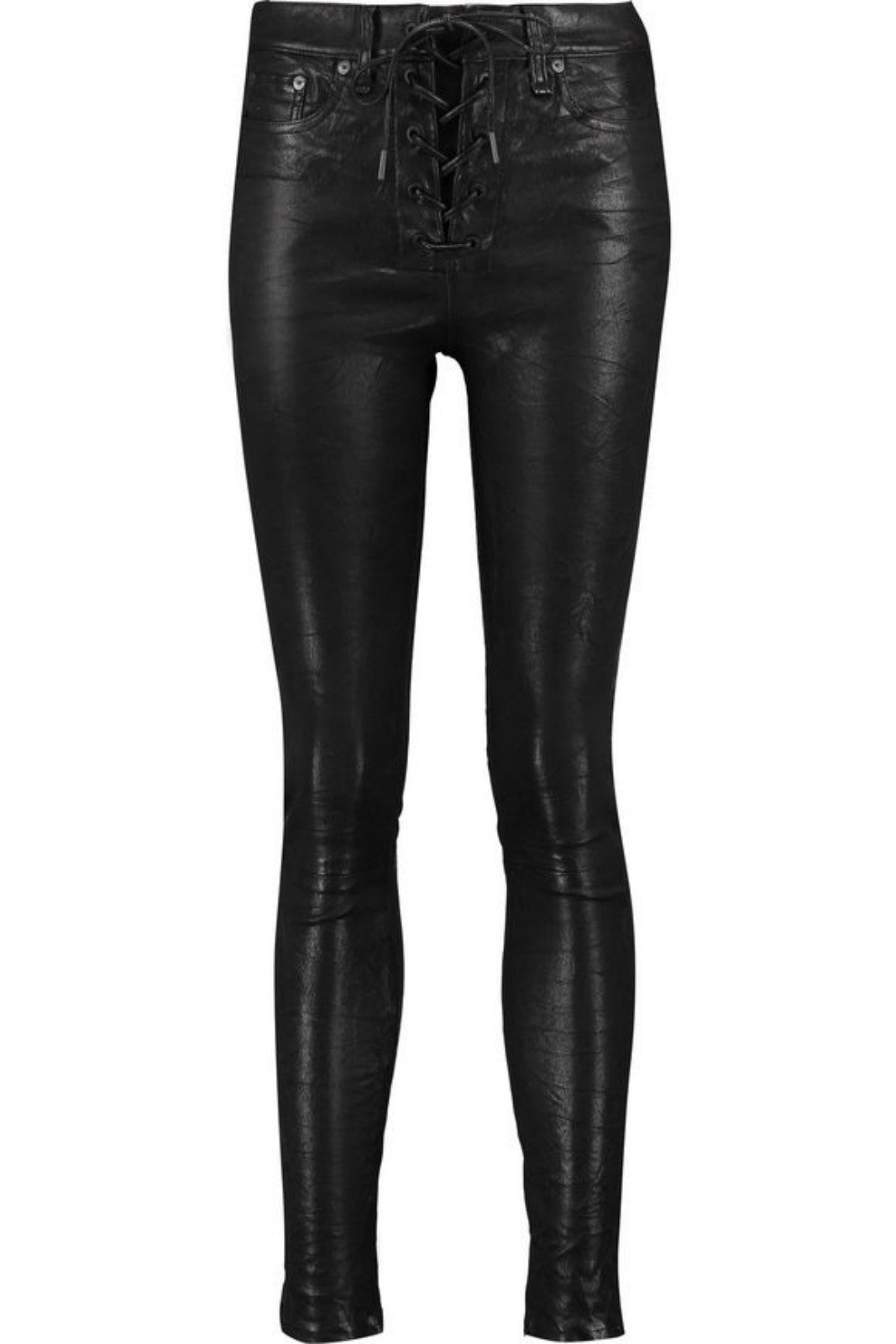 Koza Leathers Women's Real Lambskin Leather Skinny Pant WP092, showcasing soft lambskin leather and stylish design.
