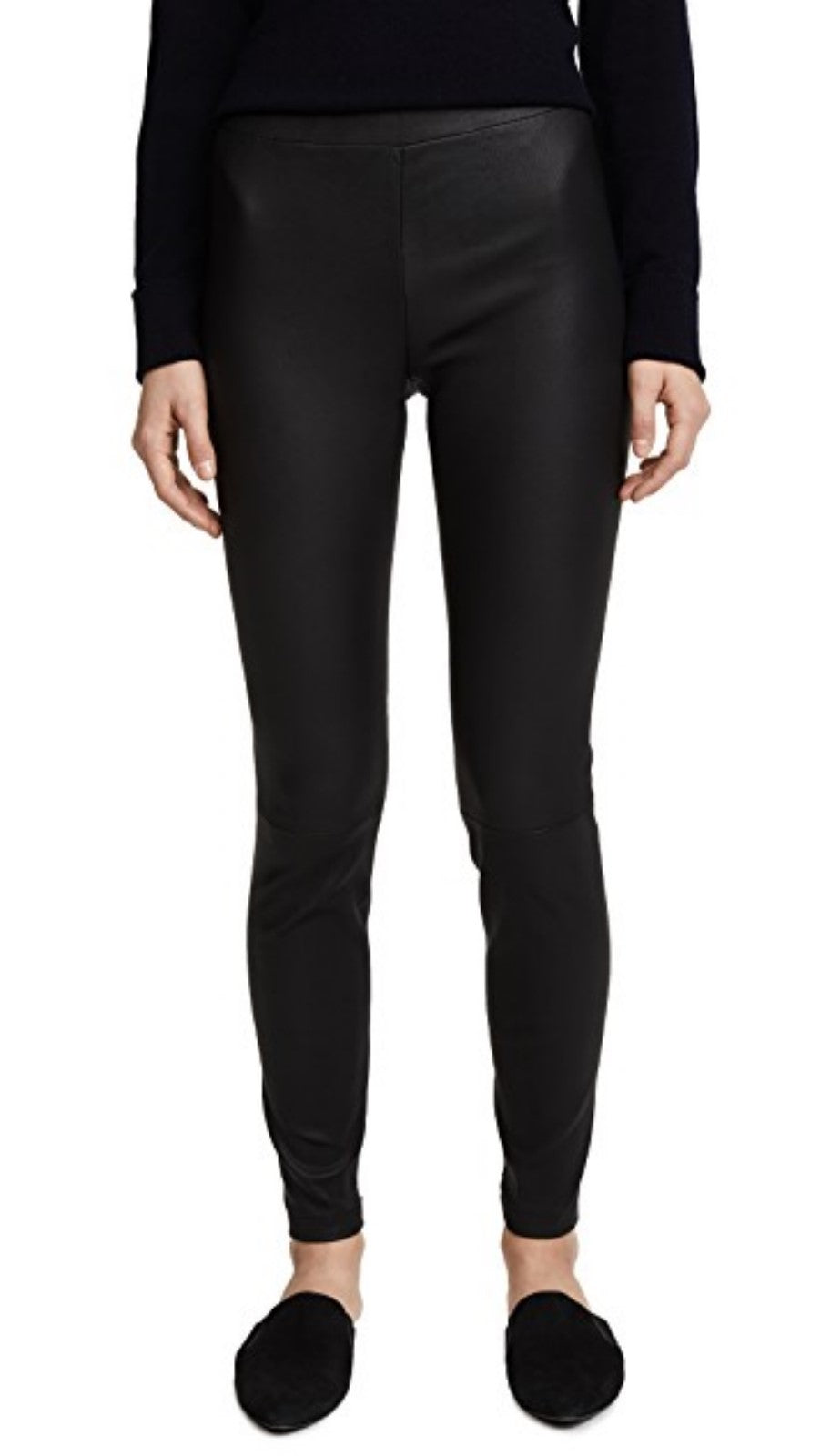 Koza Leathers Women's Real Lambskin Leather Skinny Pant WP095 displayed on a mannequin, showcasing its sleek design and high-quality lambskin leather.