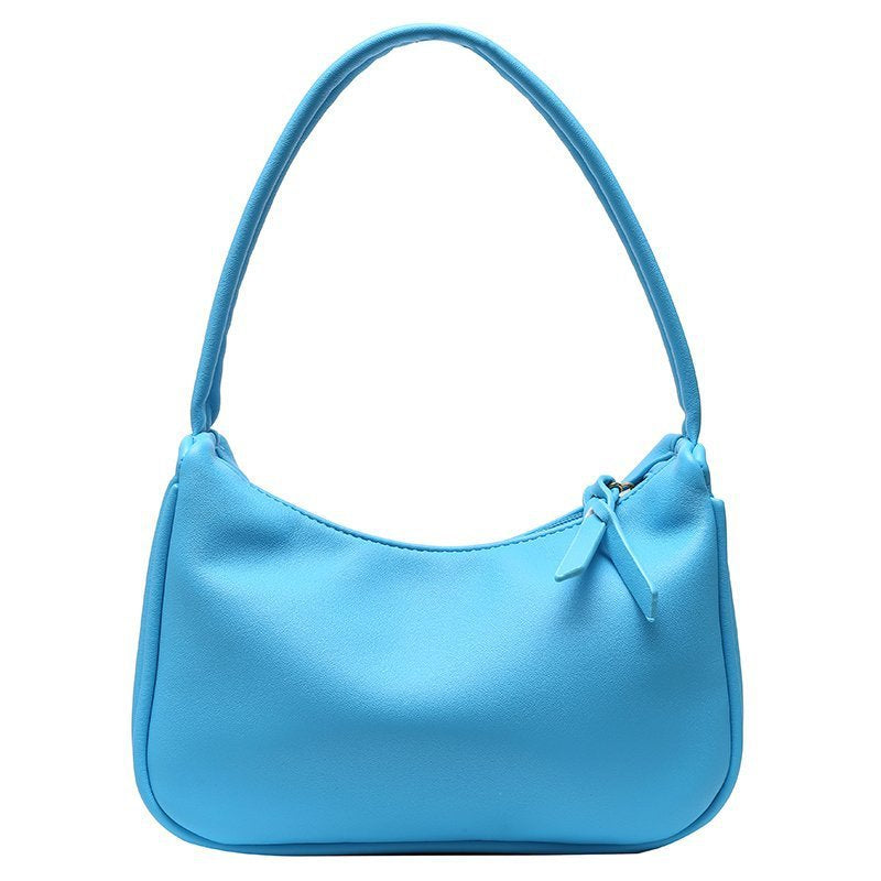 Ladies PU Leather Single-shoulder Bag in candy color, featuring a soft surface and zipper opening, perfect for everyday use.