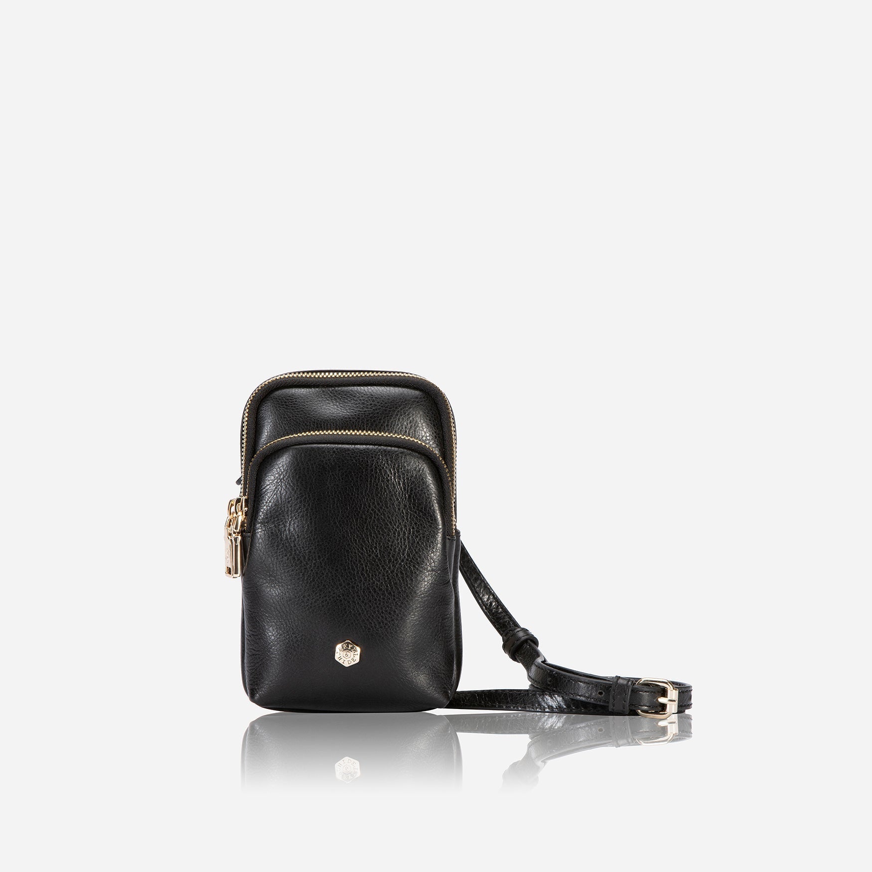 Ladies Small Sling Purse in Black with adjustable strap and multiple compartments, perfect for everyday use.