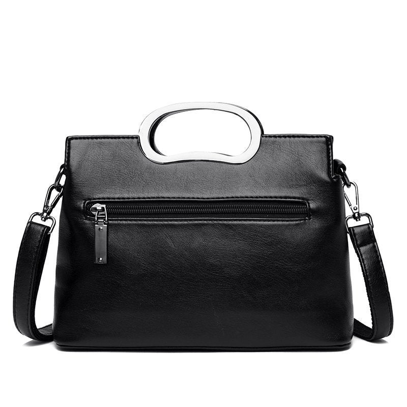 Lady's Portable Fashion Single Shoulder Casual Messenger Bag in PU fabric with tassels, featuring a zipper closure and soft handle.