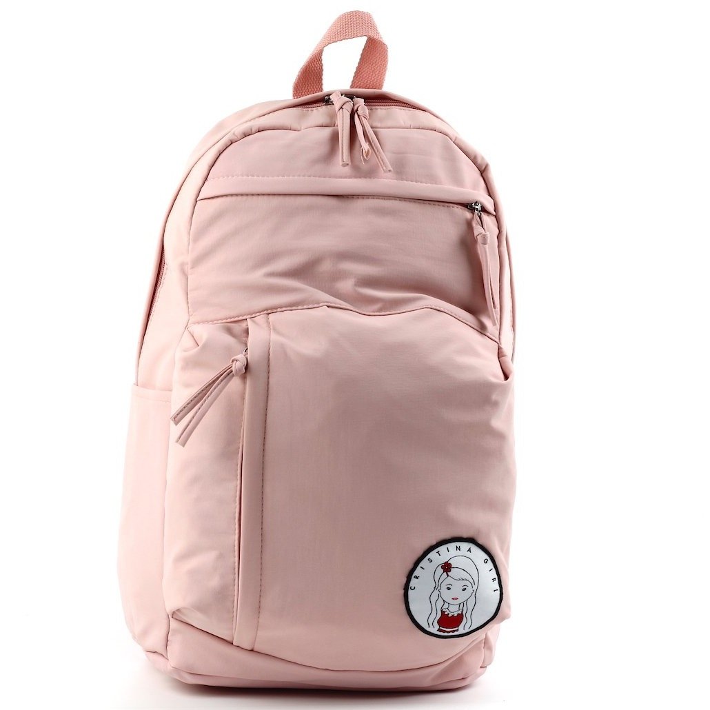 Stylish laptop backpack made of soft nylon, featuring adjustable straps and multiple pockets, available in five colors.