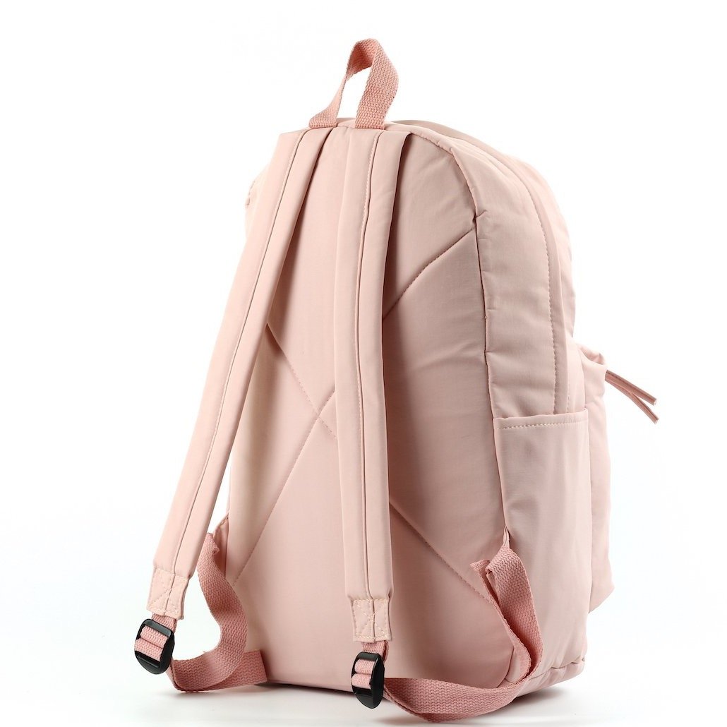 Stylish laptop backpack made of soft nylon, featuring adjustable straps and multiple pockets, available in five colors.