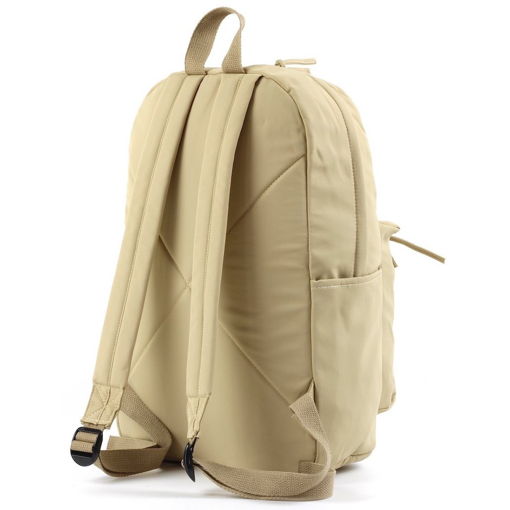 Stylish laptop backpack made of soft nylon, featuring adjustable straps and multiple pockets, available in five colors.