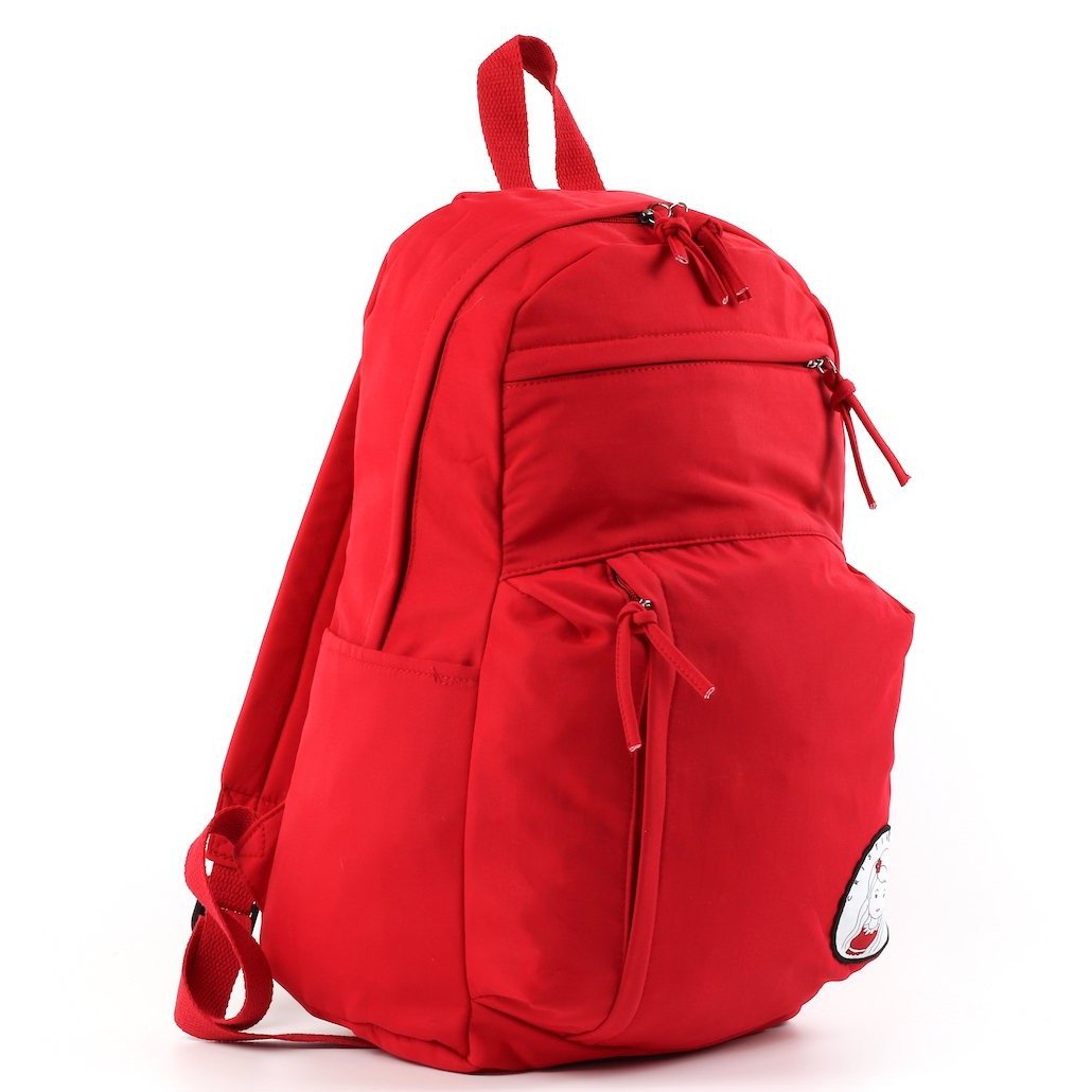 Stylish laptop backpack made of soft nylon, featuring adjustable straps and multiple pockets, available in five colors.