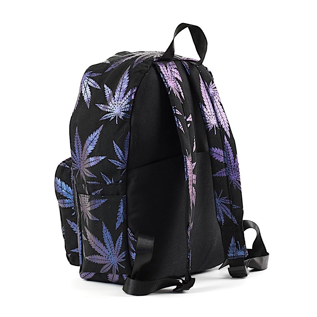 Leaf Backpack with iPad pocket, featuring zipped pockets and adjustable straps, available in two stylish colors.