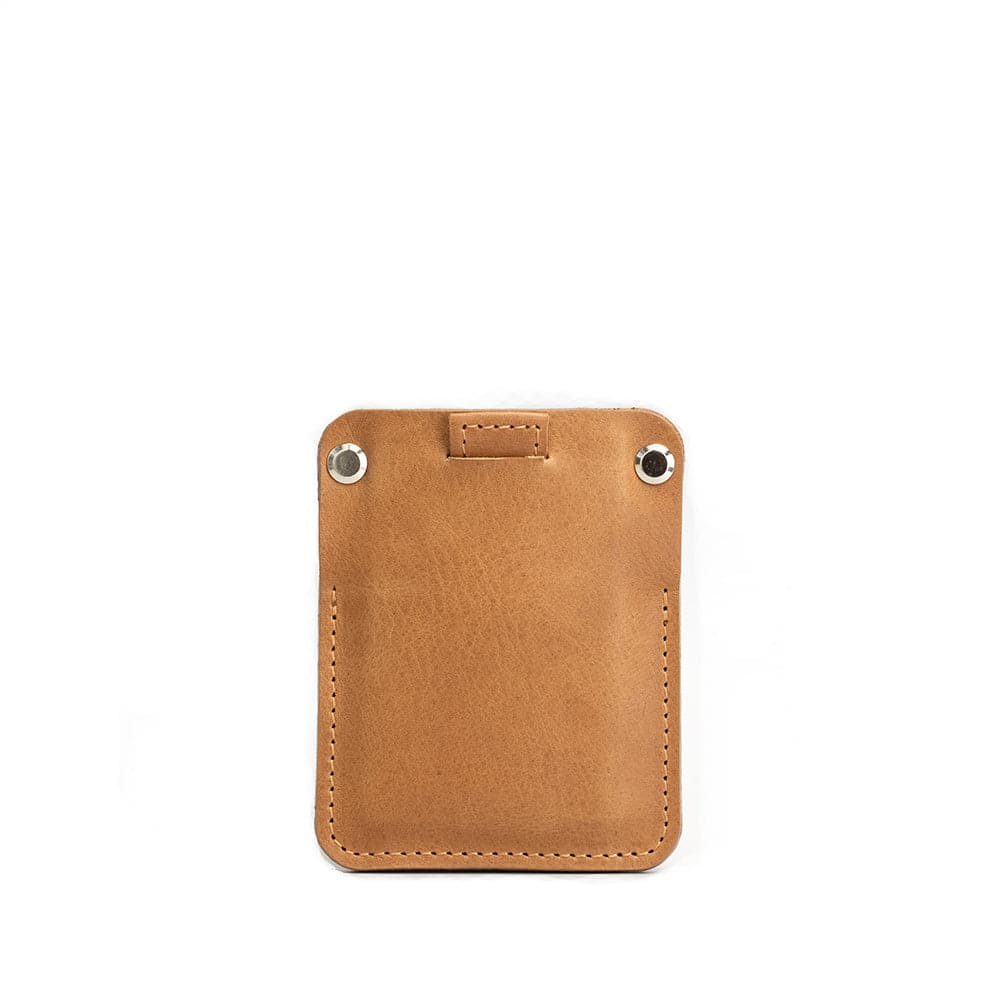 A sleek Leather AirTag wallet - The Minimalist, showcasing its compact design, hidden AirTag pocket, and high-quality Italian leather finish.