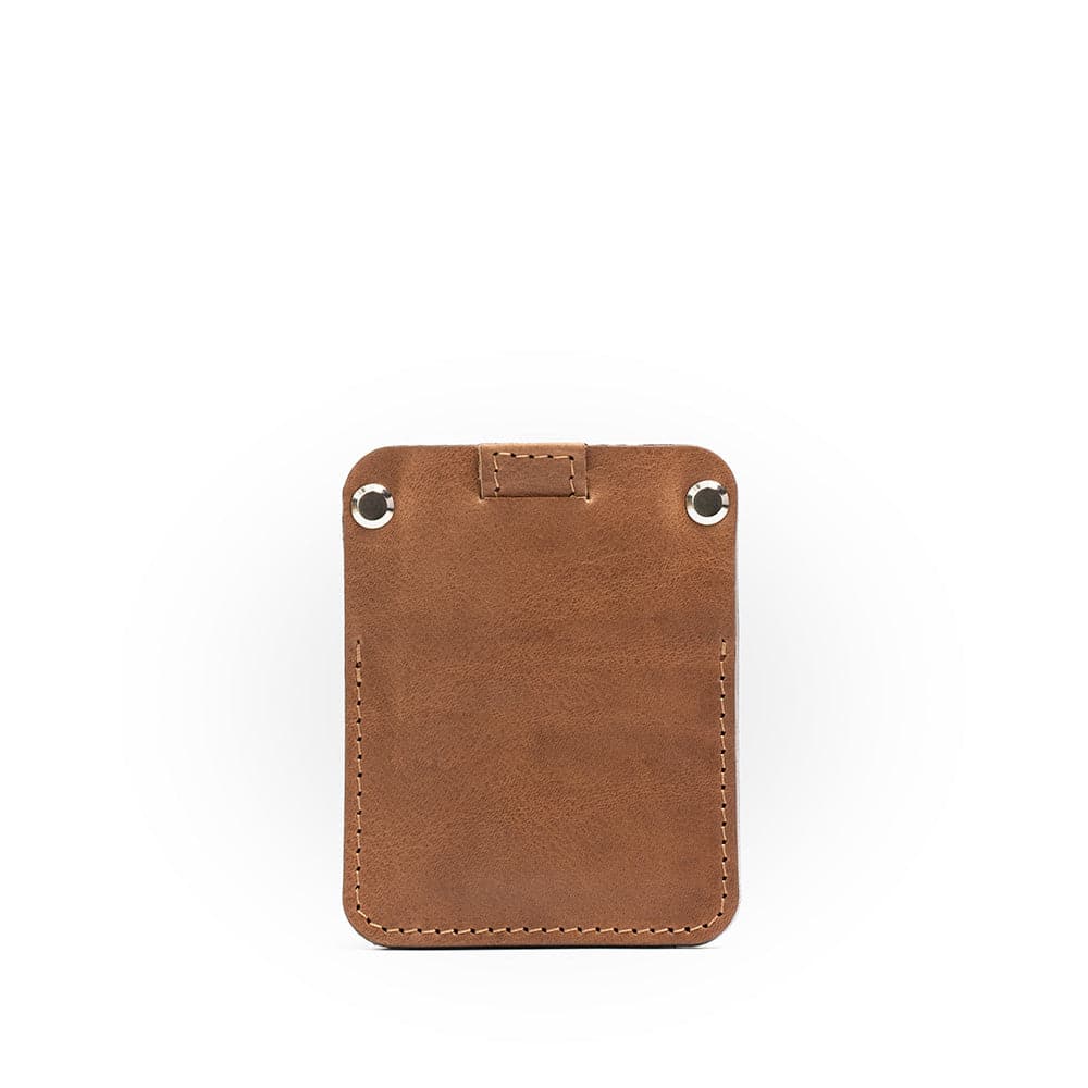 A sleek Leather AirTag wallet - The Minimalist, showcasing its compact design, hidden AirTag pocket, and high-quality Italian leather finish.