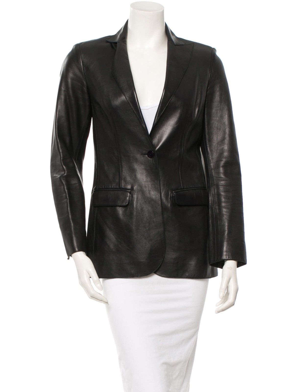 Leathers Women's Real Lambskin Leather Blazer BW045 featuring high-quality leather, satin lining, and stylish design with pockets.