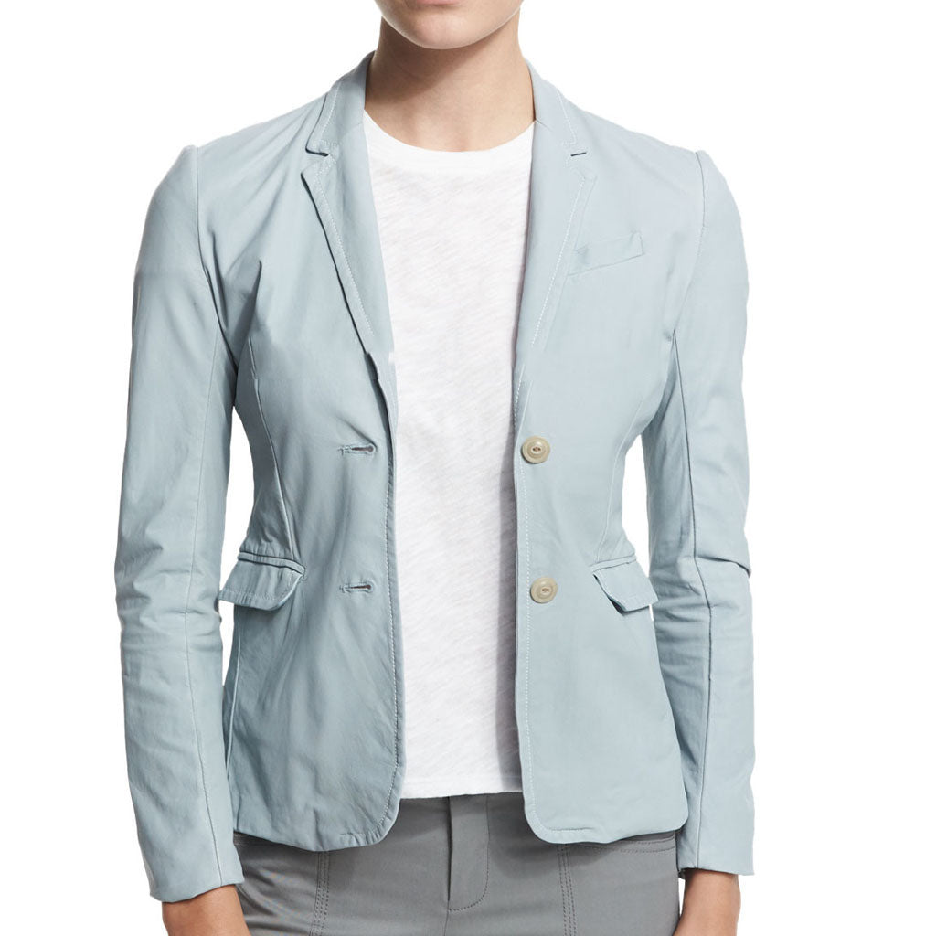 Leathers Women's Real Lambskin Leather Blazer BW067 featuring high-quality leather, satin lining, and stylish design with pockets.