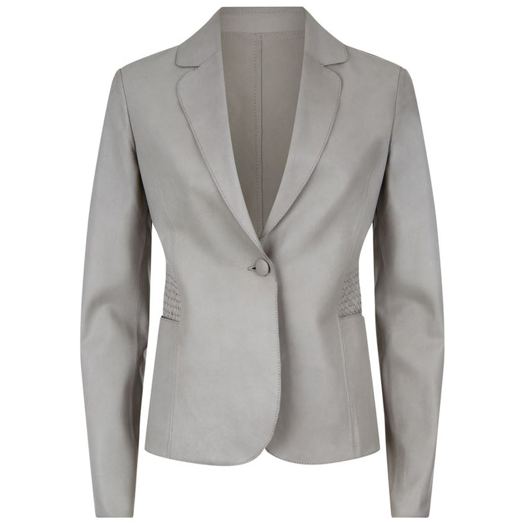 Leathers Women's Real Lambskin Leather Blazer BW082 featuring high-quality leather, satin lining, and stylish design with pockets.
