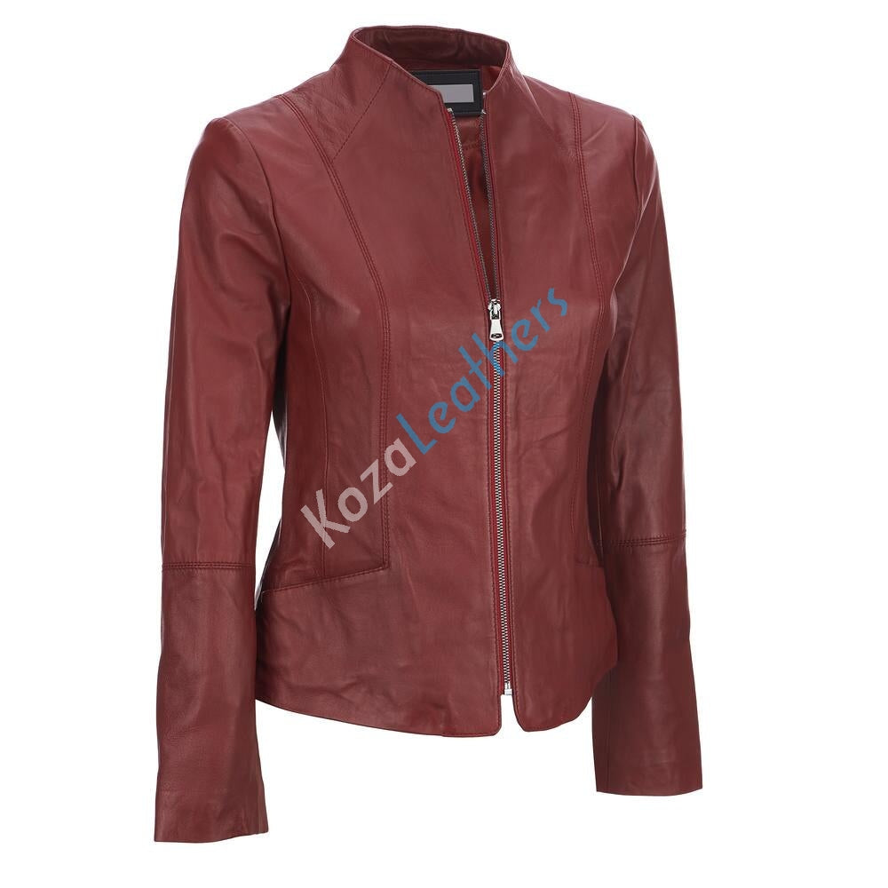 Leathers Women's Real Lambskin Leather Bomber Jacket KW113, showcasing its soft texture, stylish design, and quality hardware.