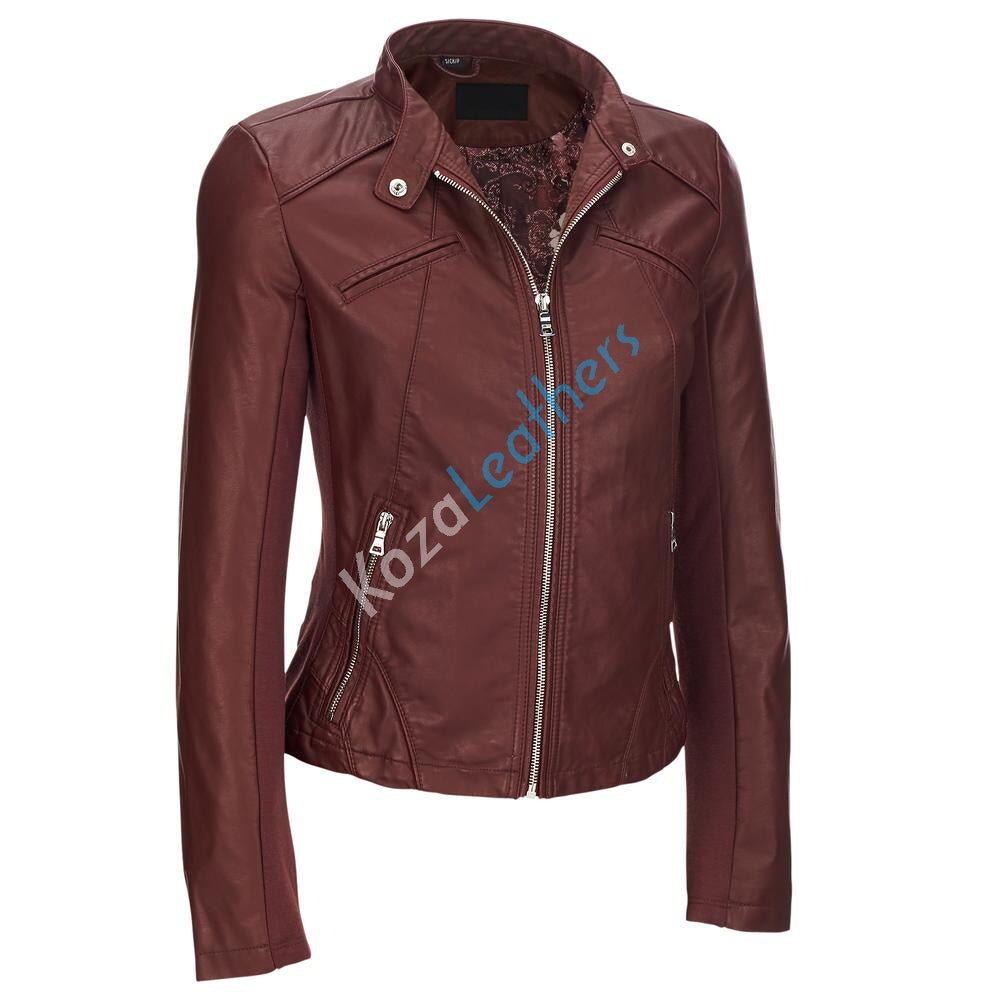 Leathers Women's Real Lambskin Leather Bomber Jacket KW173 showcasing its luxurious design and quality craftsmanship.