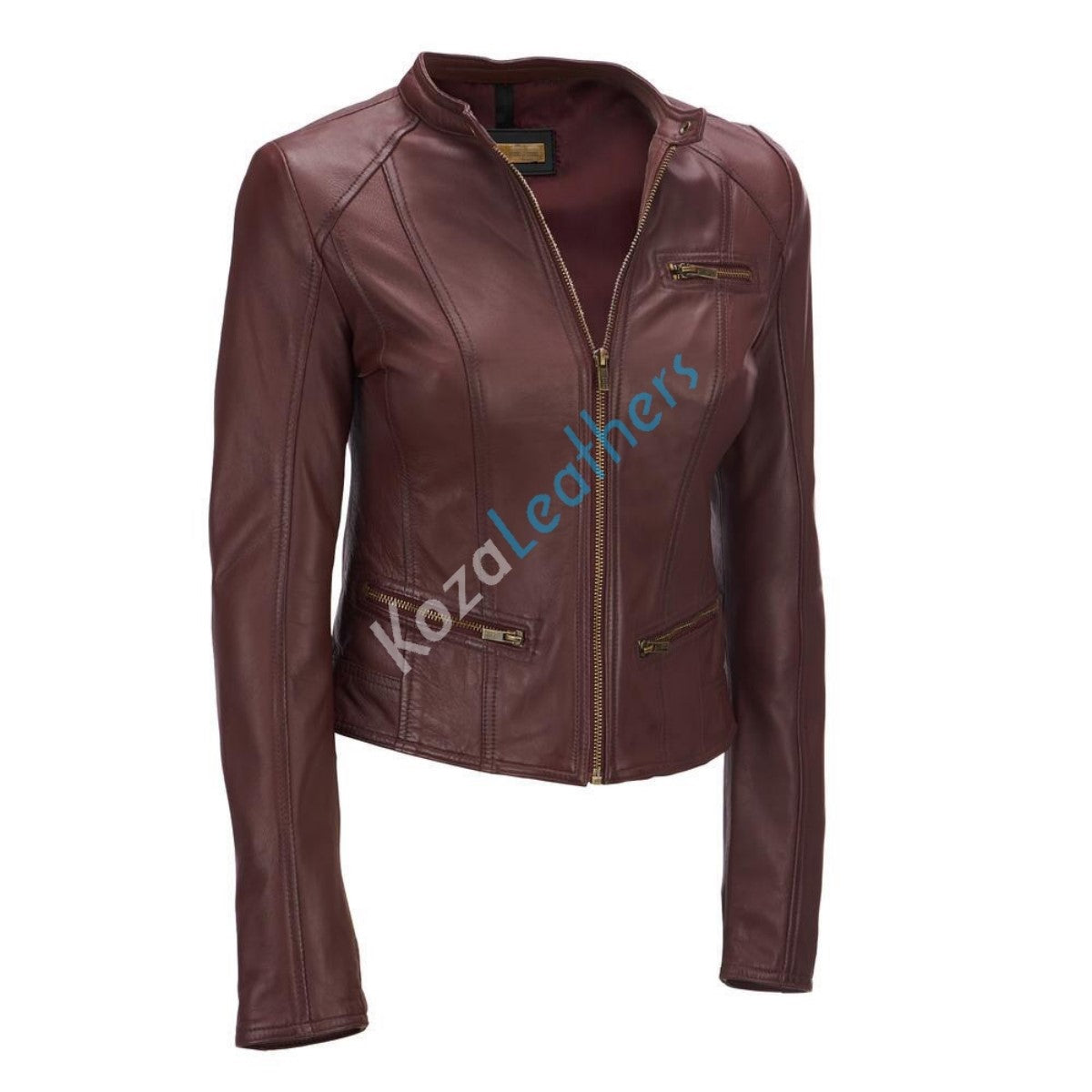 Leathers Women's Real Lambskin Leather Bomber Jacket KW176 featuring high-quality leather, satin lining, and stylish design.