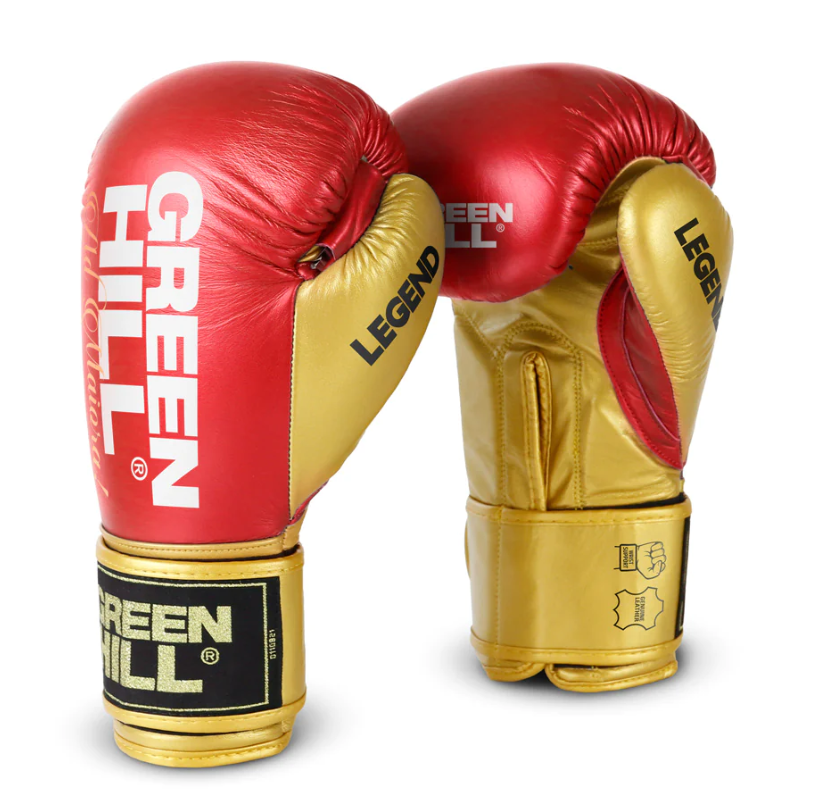 LEGEND PLATINUM GLOVES in various colors, showcasing high-density foam padding and adjustable Velcro closure.