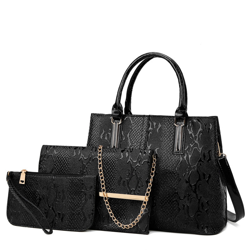 Leisure three-piece women's bag suit featuring stylish design and multiple sizes for daily use.