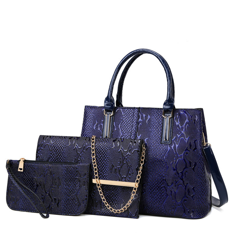 Leisure three-piece women's bag suit featuring stylish design and multiple sizes for daily use.
