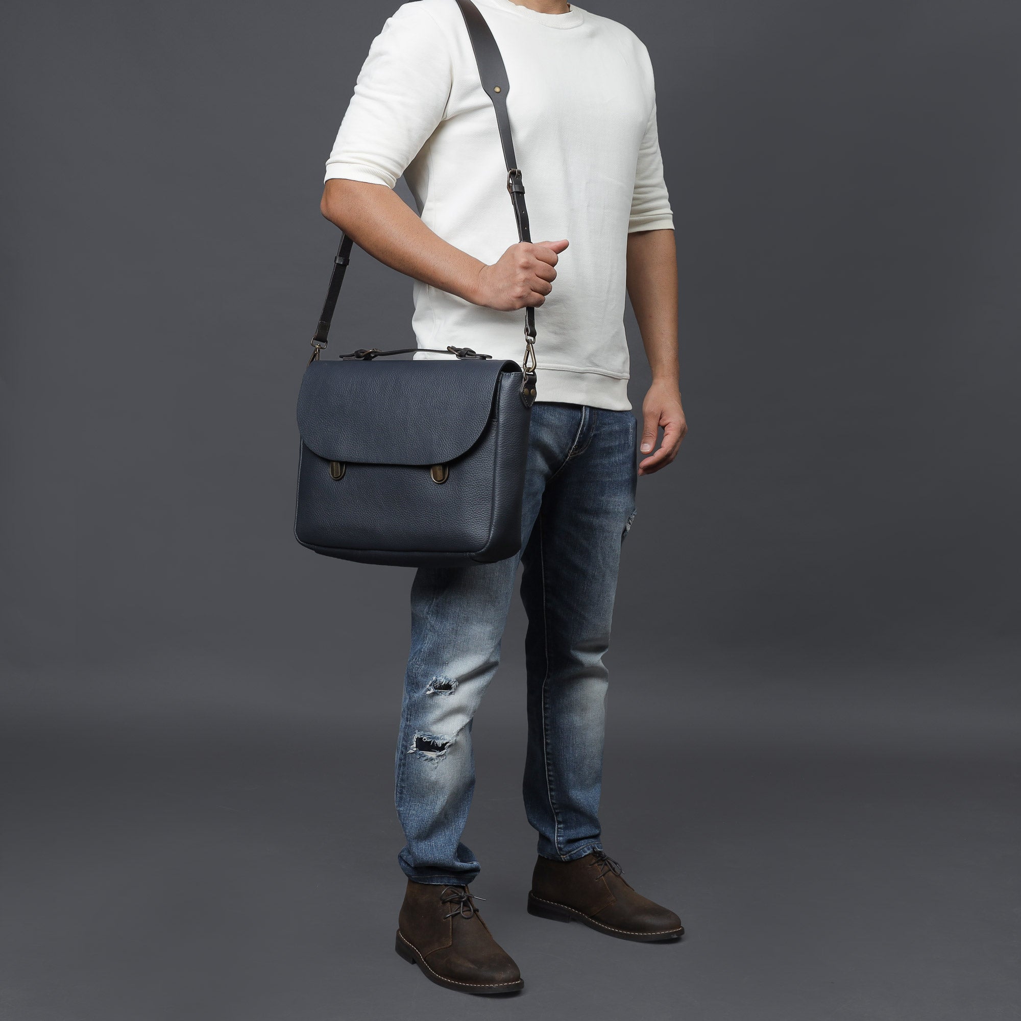 London Leather Briefcase showcasing premium full grain leather, spacious compartments, and elegant design.