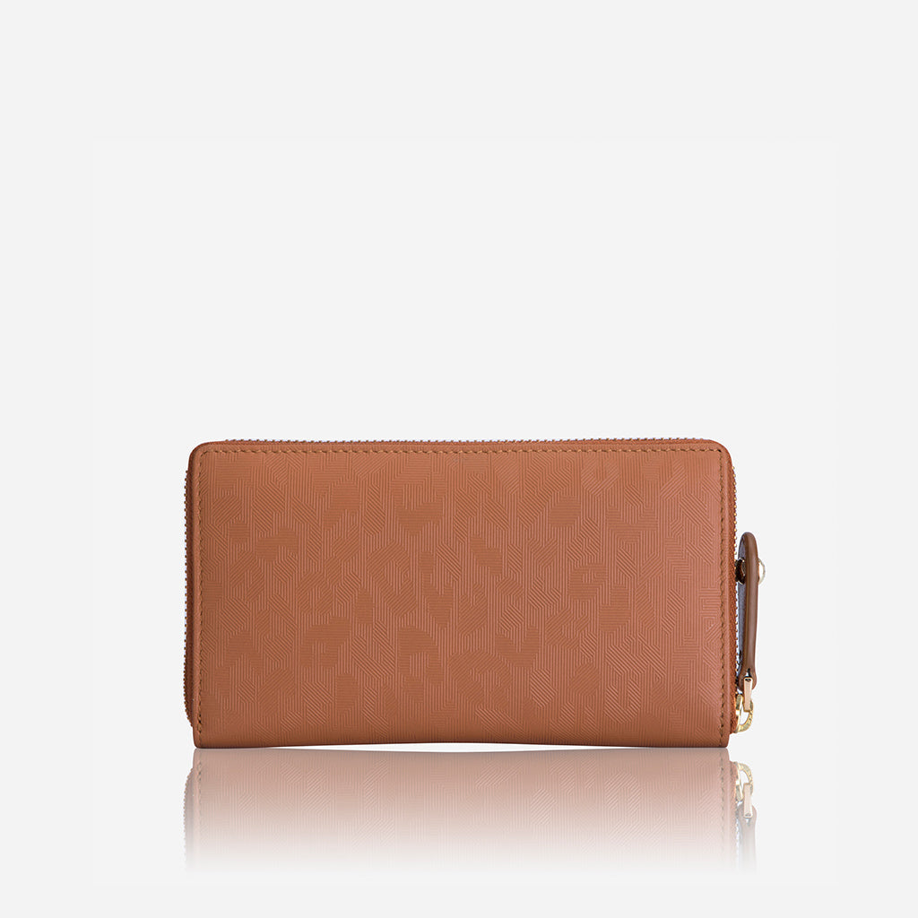 Medium Zip Around Purse in Natural with exclusive Italian prints, showcasing a stylish and compact design.