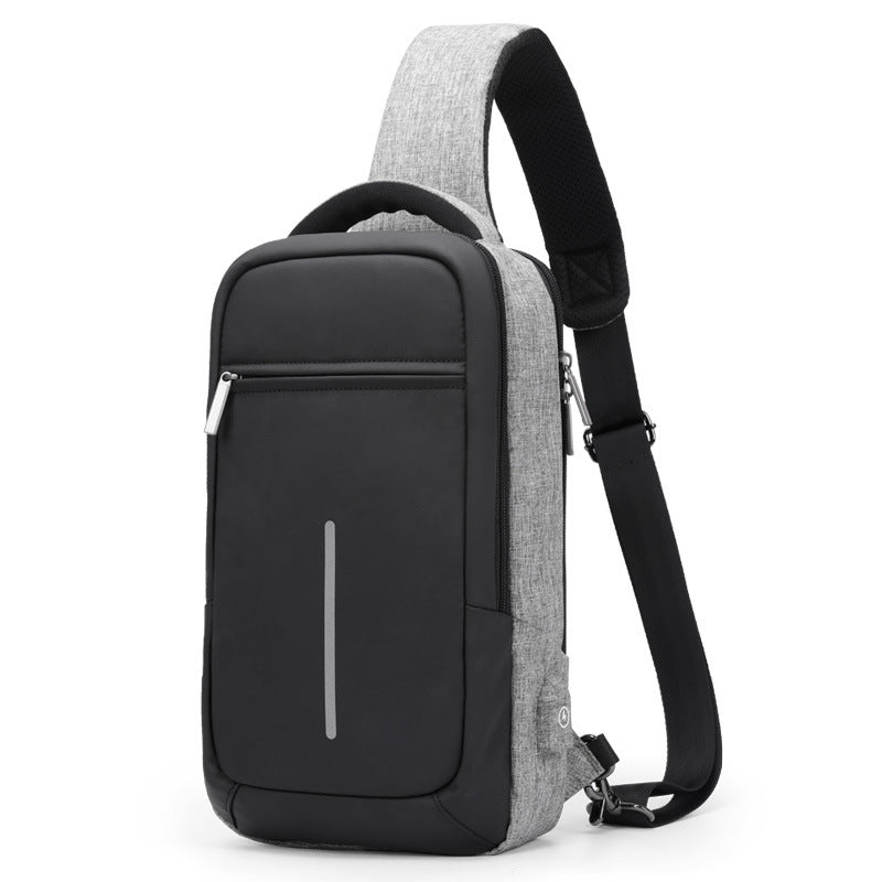 Men's Breathable Sports Canvas Chest Bag in a stylish design, featuring multiple pockets and a zipper closure, perfect for outdoor activities.