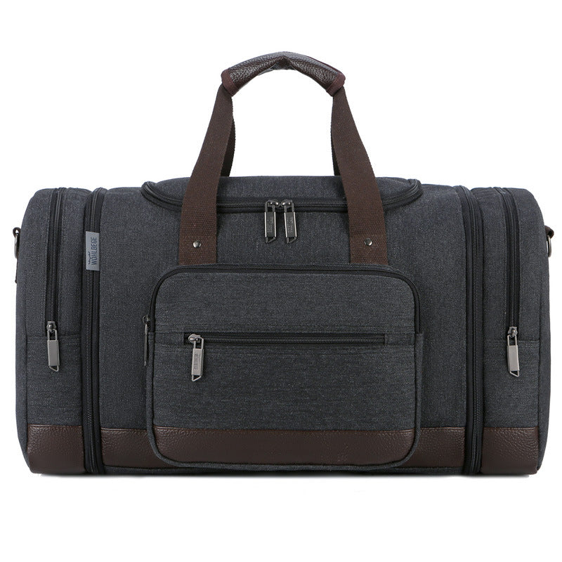 Men's Large Capacity Canvas Luggage Sports Gym Bag in a stylish design, showcasing its spacious interior and durable canvas material.