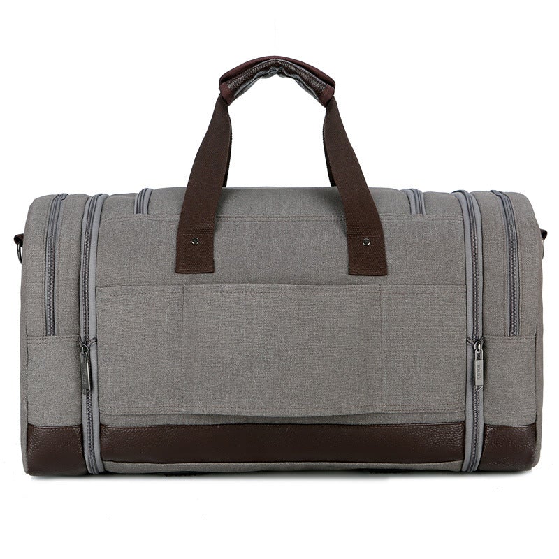 Men's Large Capacity Canvas Luggage Sports Gym Bag in a stylish design, showcasing its spacious interior and durable canvas material.