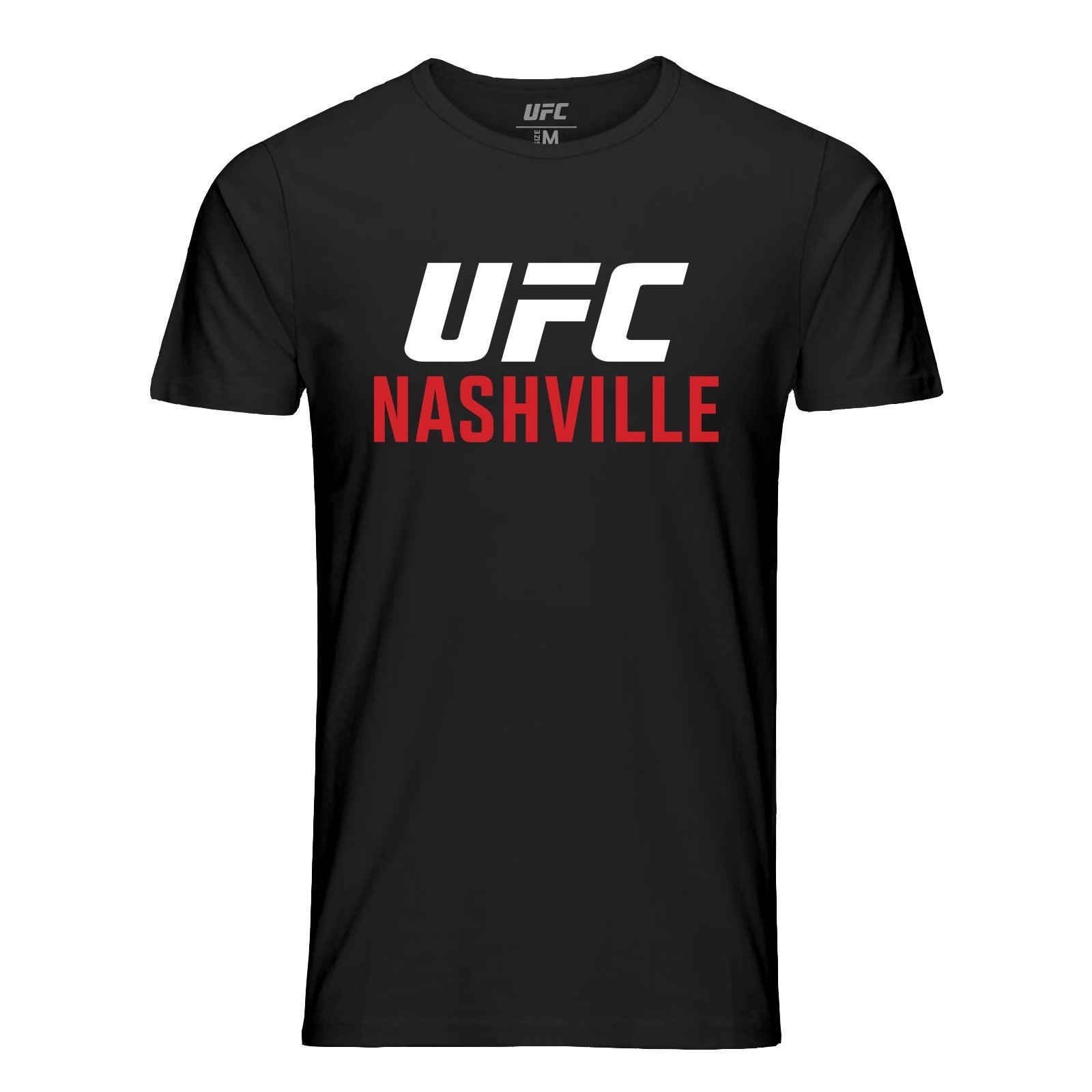 Men's black UFC FN Nashville Sandhagen vs Font event t-shirt made from 100% ringspun cotton, featuring a crew neck design.