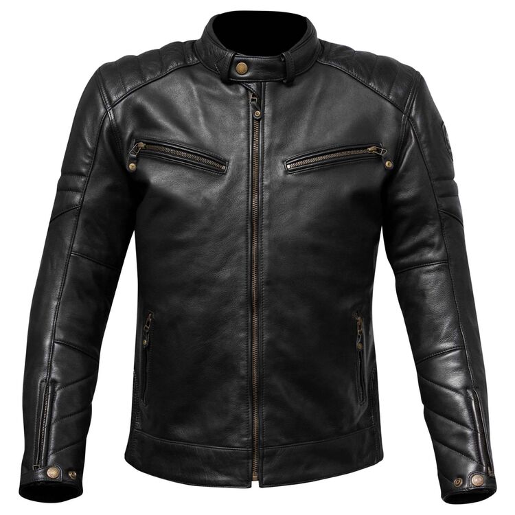 Merlin Chase Jacket showcasing premium cowhide leather, CE Level 2 armor, and stylish design with contrasting sleeves.