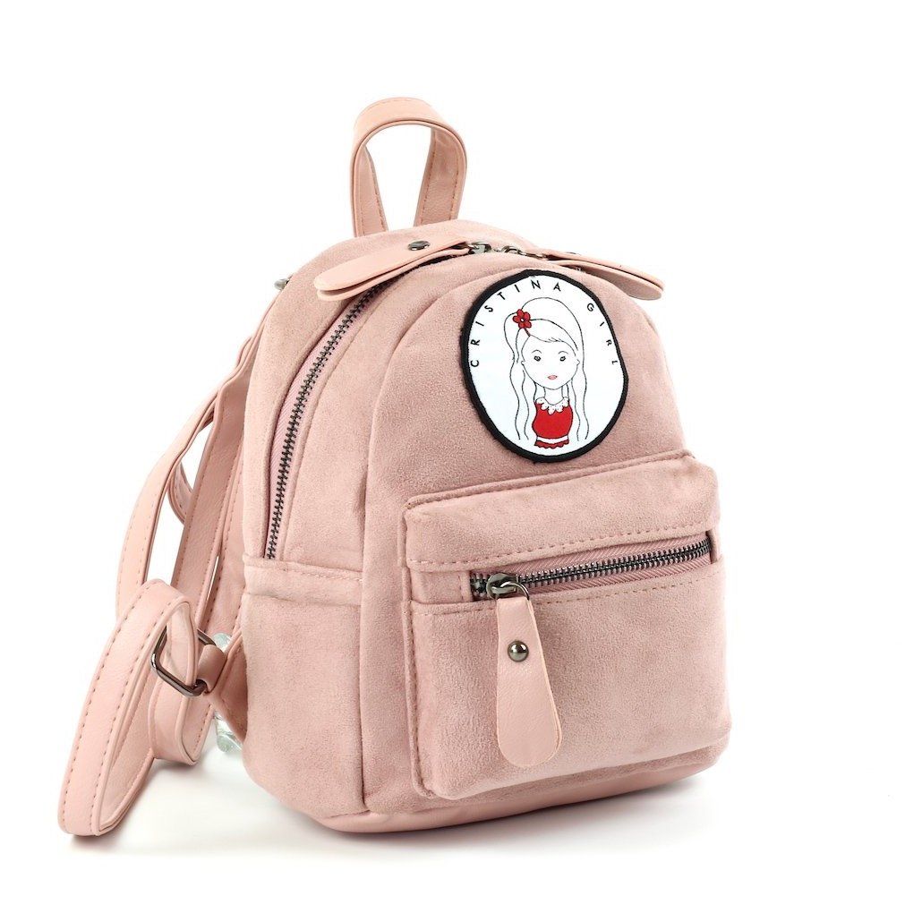 Micro Backpack in Faux Suede Leather with adjustable straps and zipped pockets, available in four colors.