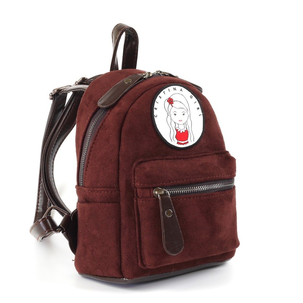 Micro Backpack in Faux Suede Leather with adjustable straps and zipped pockets, available in four colors.
