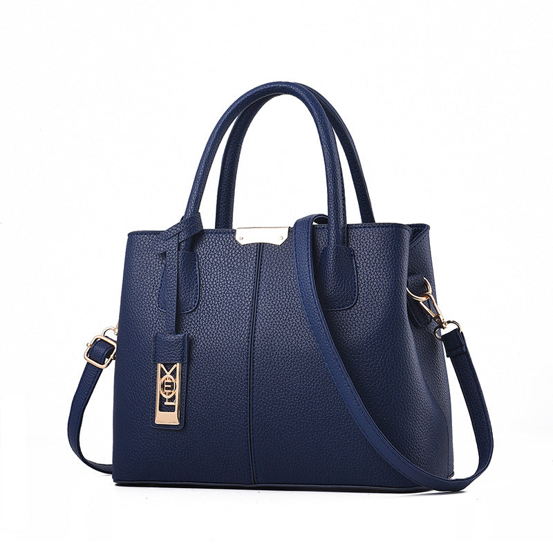 Middle-Aged Pure Color Fashion Messenger Bag in a sleek design, featuring a zipper closure and multiple pockets for organization.