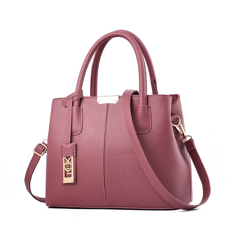 Middle-Aged Pure Color Fashion Messenger Bag in a sleek design, featuring a zipper closure and multiple pockets for organization.