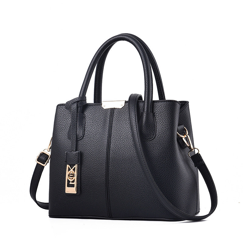 Middle-Aged Pure Color Fashion Messenger Bag in a sleek design, featuring a zipper closure and multiple pockets for organization.