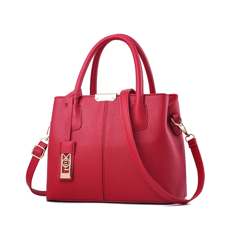 Middle-Aged Pure Color Fashion Messenger Bag in a sleek design, featuring a zipper closure and multiple pockets for organization.