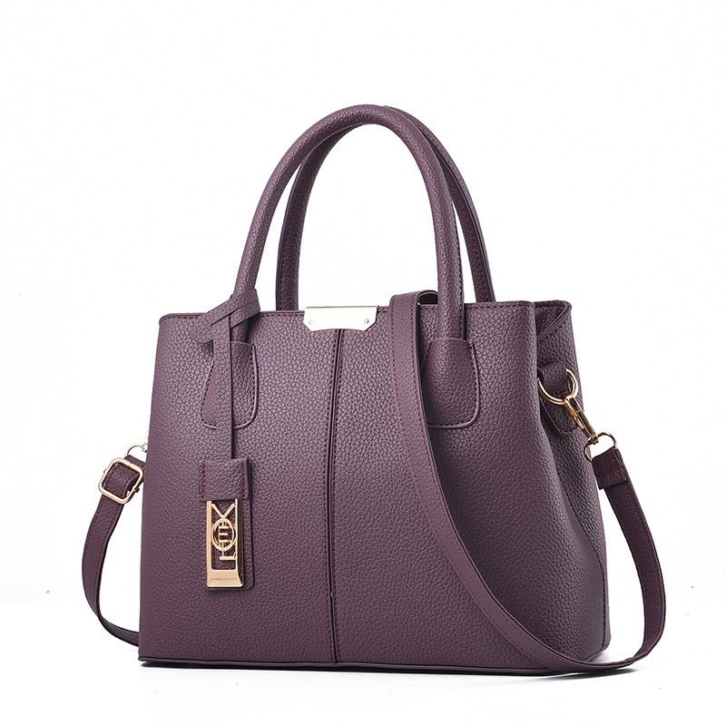 Middle-Aged Pure Color Fashion Messenger Bag in a sleek design, featuring a zipper closure and multiple pockets for organization.