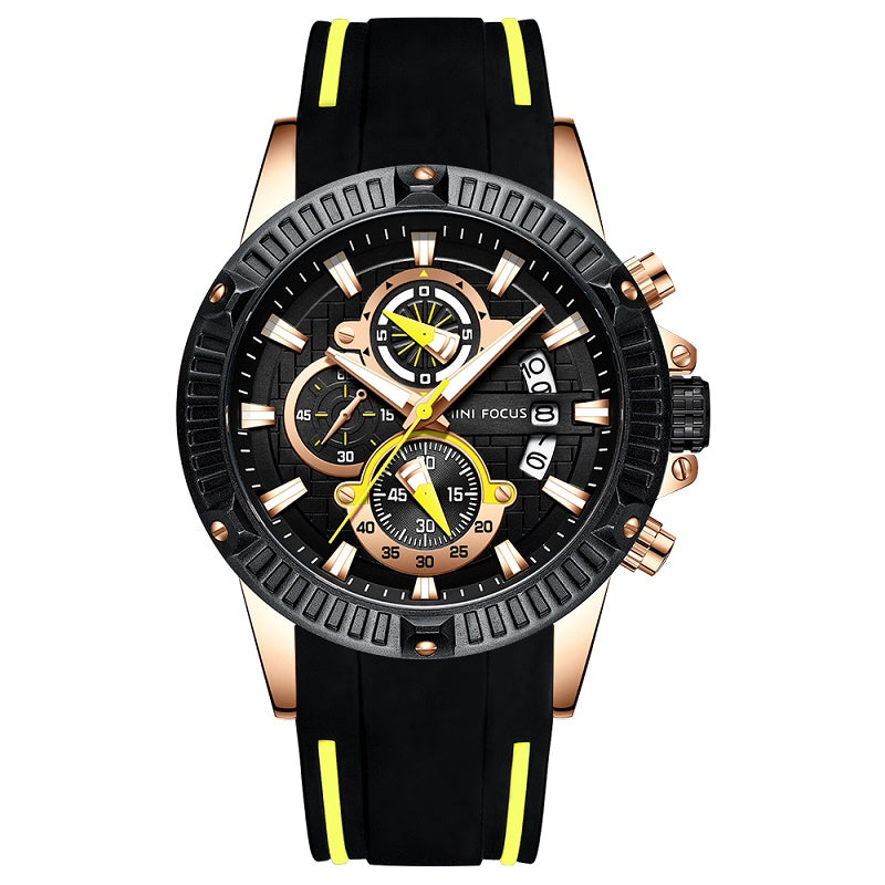 Multifunction Decoration Quartz Watch featuring a luminous display, calendar function, and stylish silicone strap.
