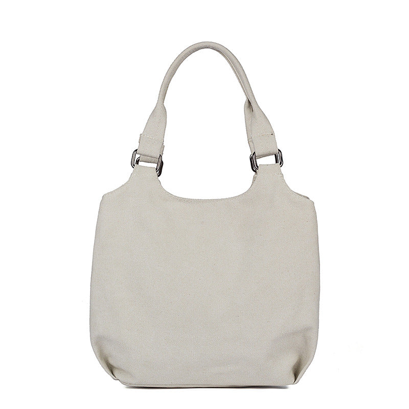 A stylish multifunctional portable canvas bag for moms, featuring multiple compartments and available in black, dark gray, and beige.