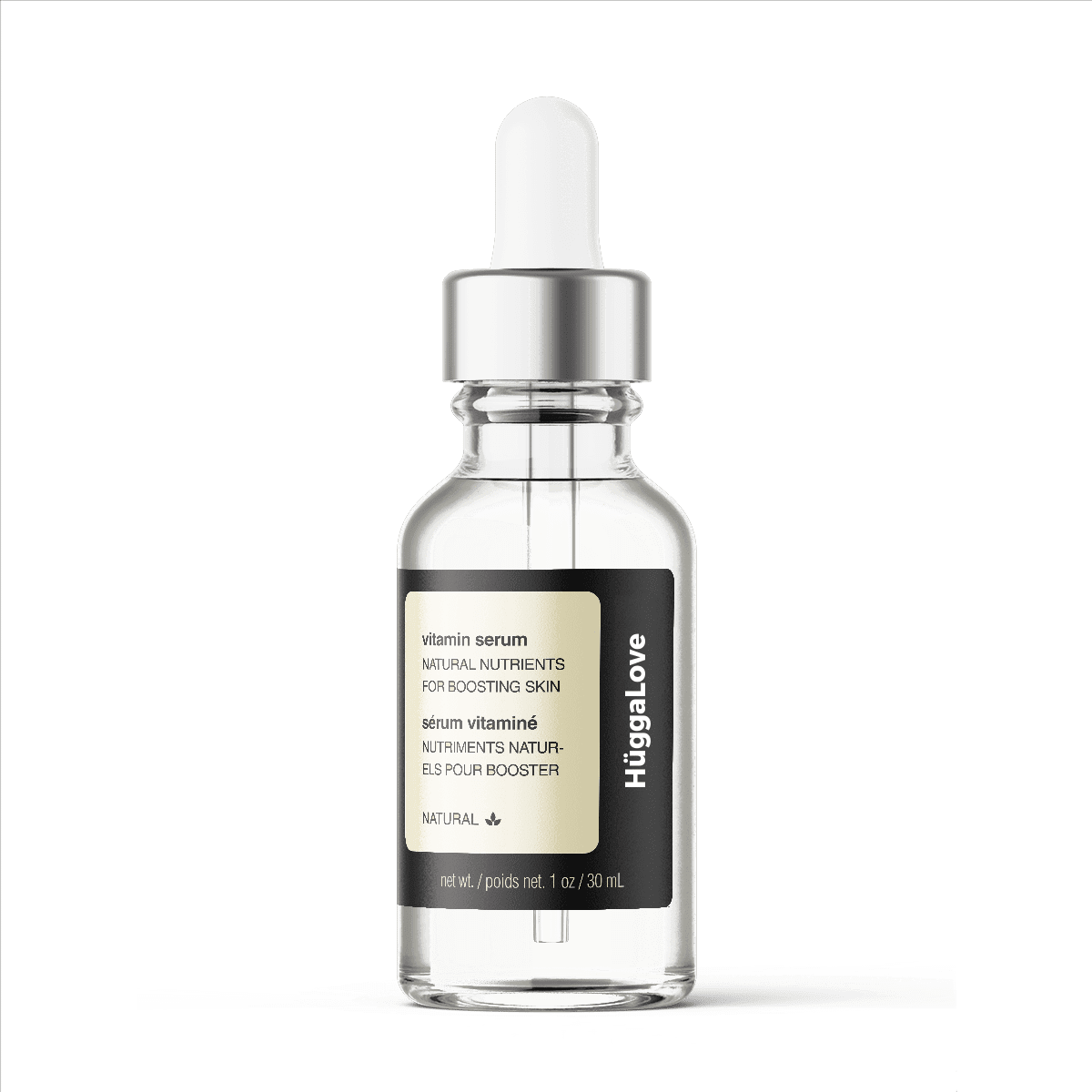 Natural Vitamin Boost Serum in a 1oz bottle, featuring a bright and refreshing design, ideal for skincare routines.