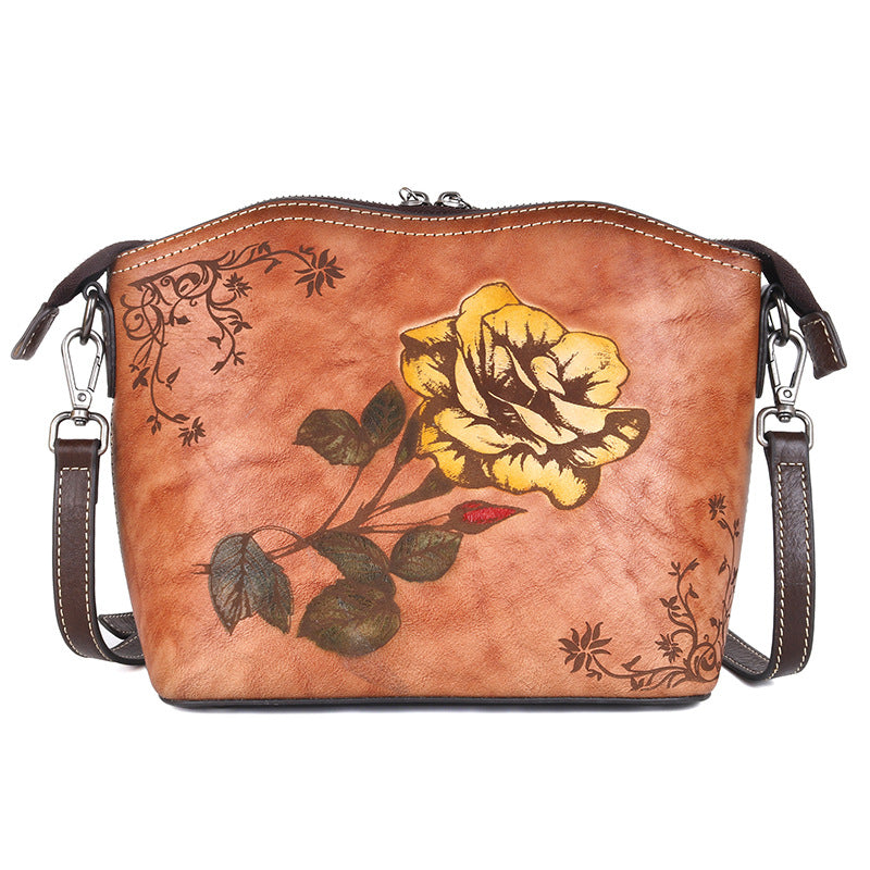 One Shoulder PU Leather Women's Messenger Bag in retro style, featuring a durable PU leather exterior and adjustable strap.
