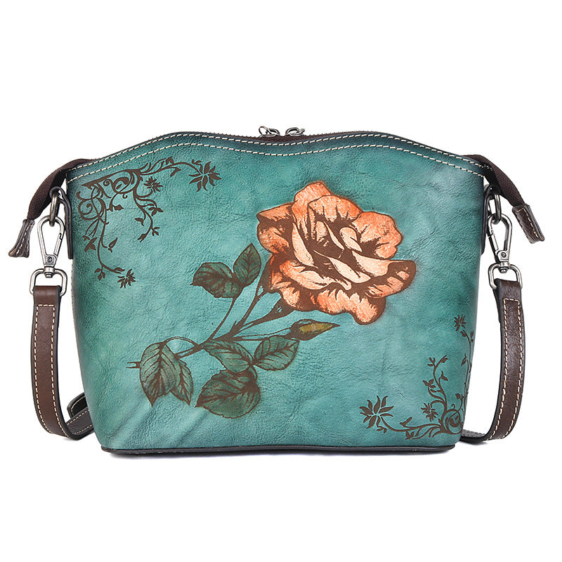 One Shoulder PU Leather Women's Messenger Bag in retro style, featuring a durable PU leather exterior and adjustable strap.