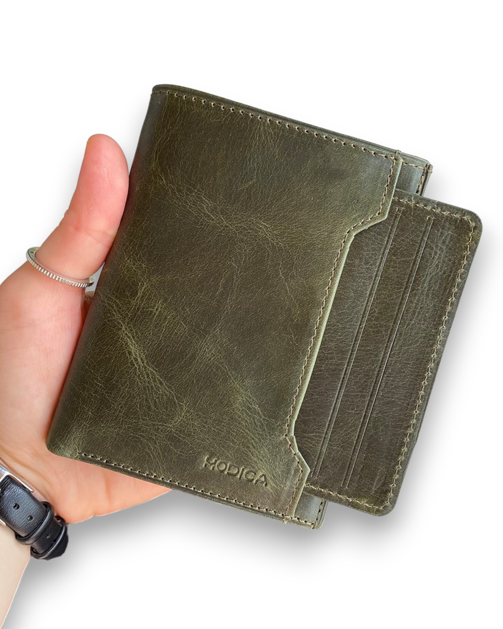 Oregon Genuine Leather Wallet featuring a removable card holder, showcasing its elegant design and multiple compartments.