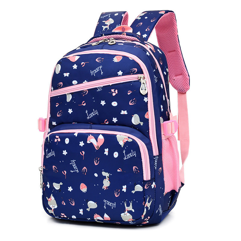 Outdoor Large-capacity Cartoon Printed Children's School Bag featuring vibrant cartoon designs, durable nylon material, and comfortable straps.
