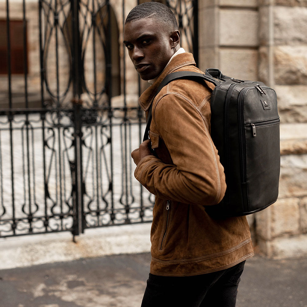 Overnight Business Backpack 45cm in black, featuring multiple compartments for laptop, tablet, and travel documents.