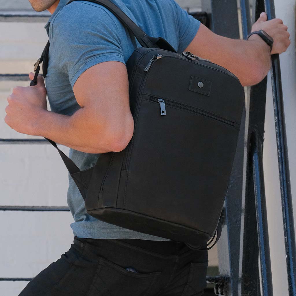 Overnight Business Backpack 45cm in black, featuring multiple compartments for laptop, tablet, and travel documents.