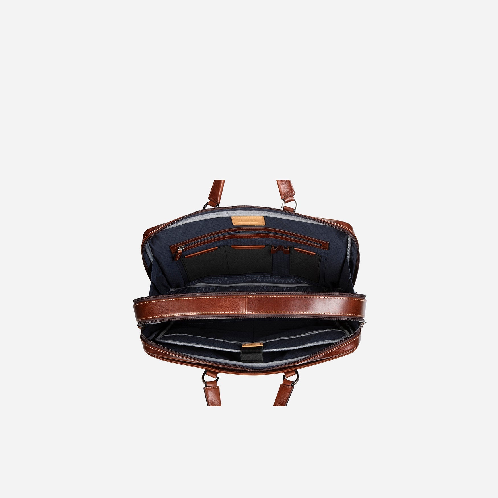 Oxford 17 inch Laptop Briefcase in Tobacco, showcasing its stylish design and spacious compartments for laptops and accessories.
