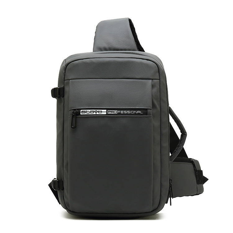 Oxford Cloth Casual Waterproof Business Chest Bag with multiple pockets and a soft handle, ideal for business and casual use.