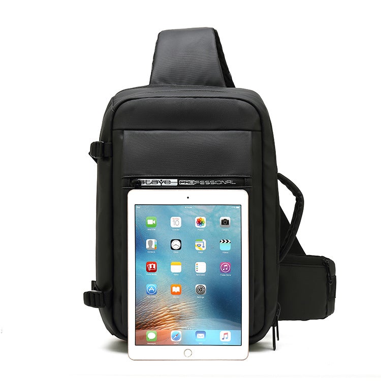 Oxford Cloth Casual Waterproof Business Chest Bag with multiple pockets and a soft handle, ideal for business and casual use.