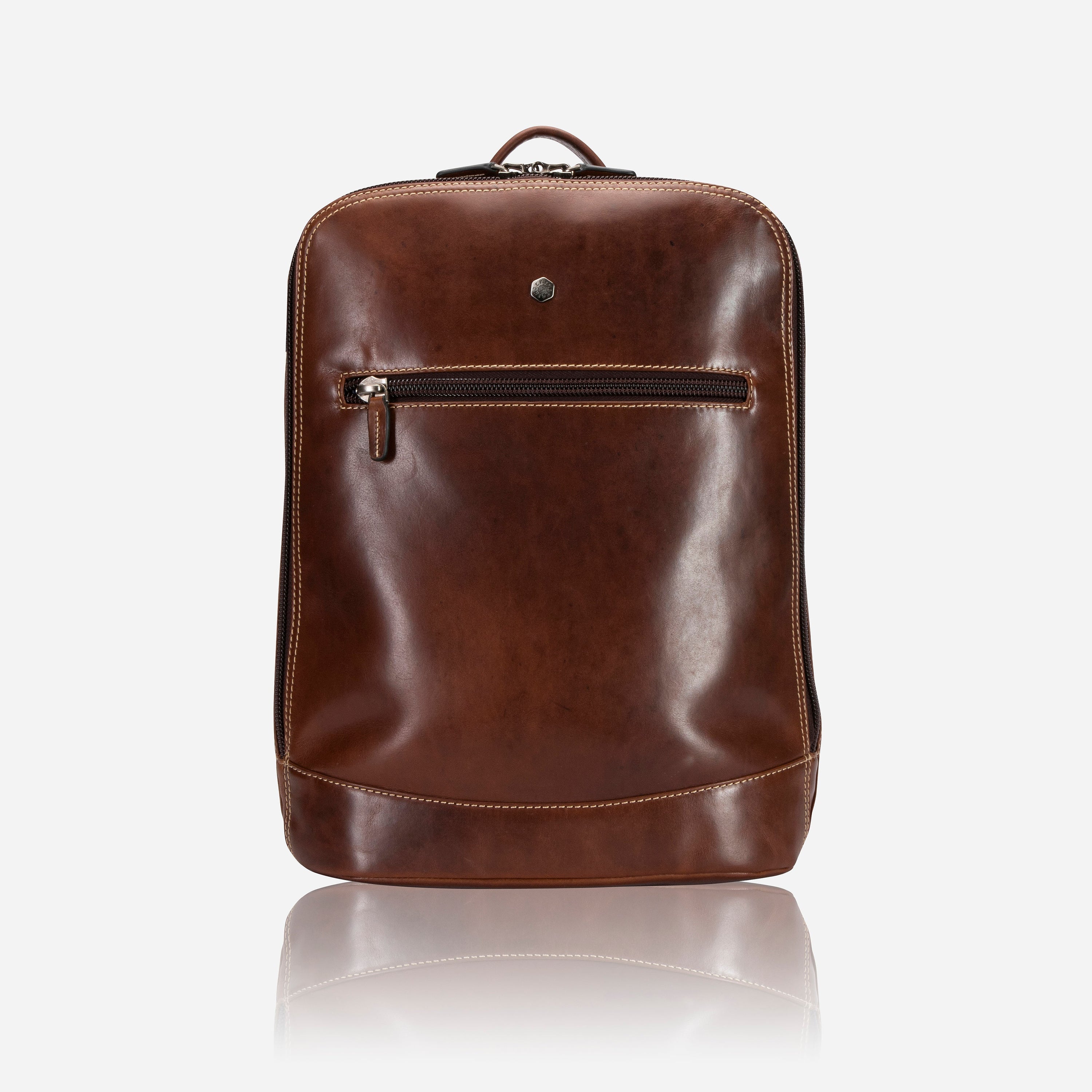 Oxford Double Compartment 15-inch Laptop Backpack in Espresso, featuring multiple pockets and a sleek design.
