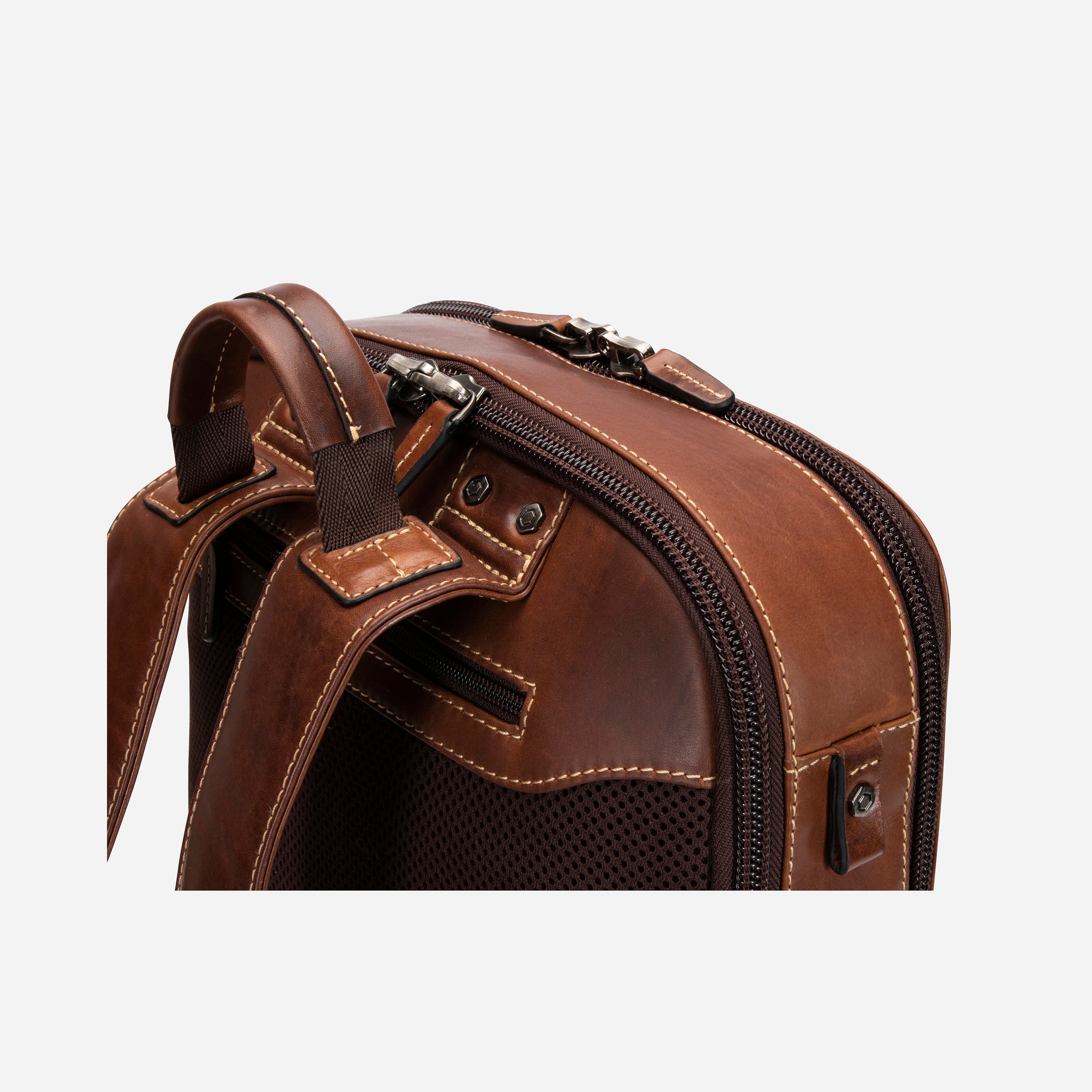 Oxford Double Compartment 15-inch Laptop Backpack in Espresso, featuring multiple pockets and a sleek design.